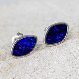 'Violeta' Silver Australian Doublet Opal Earrings - Black Star Opal