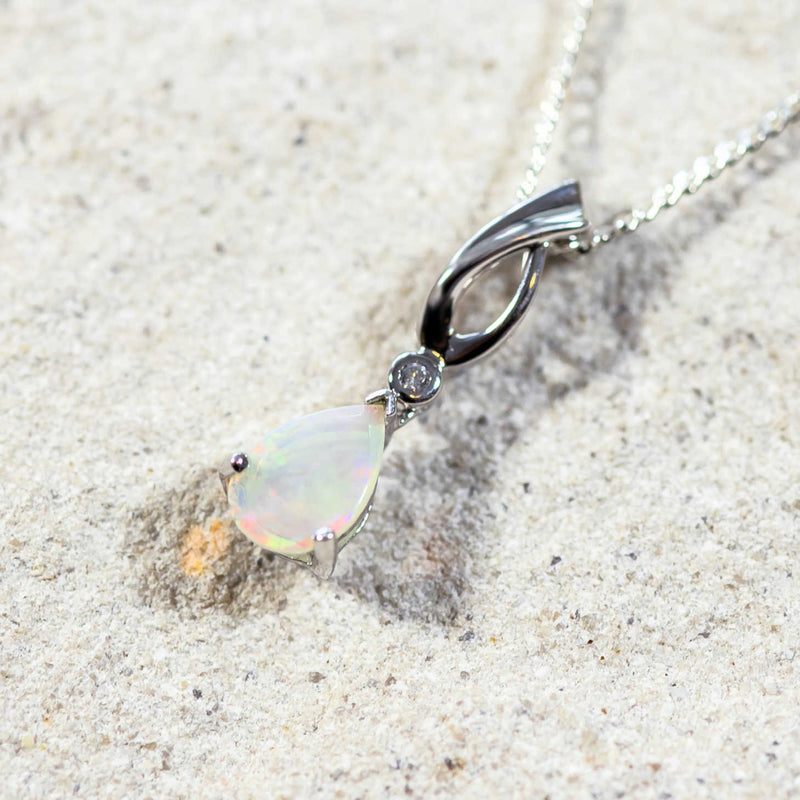'Viviana' Silver Australian Crystal Opal Necklace Pendant - Black Star Opal
