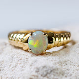 'Vivien' Gold Australian White Opal Ring - Black Star Opal