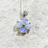 'Zahra' Silver Australian Crystal Opal Necklace Pendant - Black Star Opal