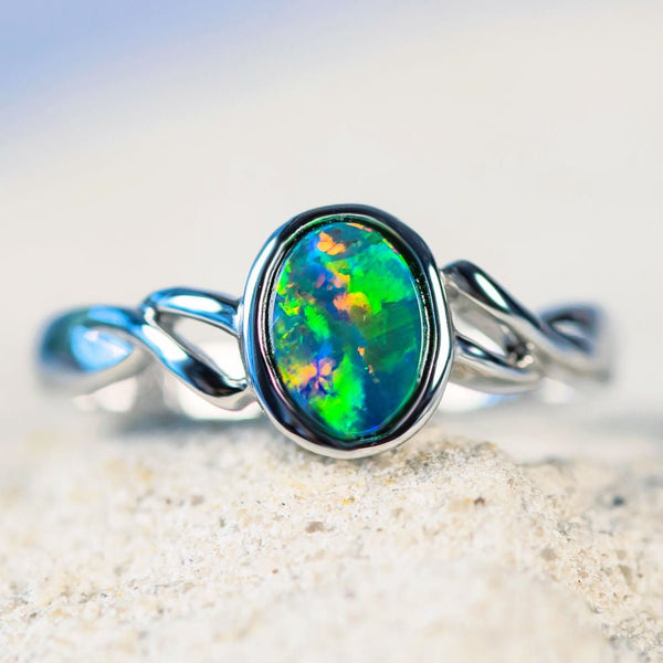 1.52ct Lightning Ridge Black Crystal Opal & Diamond Ring | Burton's –  Burton's Gems and Opals